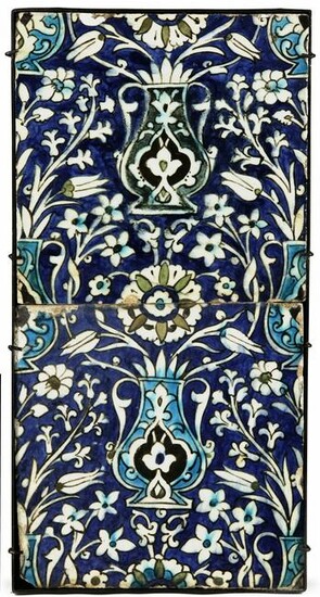 A PAIR DAMASCUS POTTERY TILES, SYRIA, 16TH-17TH CENTURY