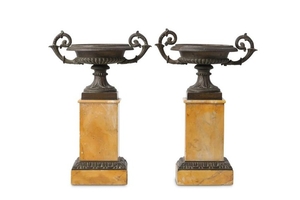 A PAIR OF MID 19TH CENTURY FRENCH BRONZE AND SIENA