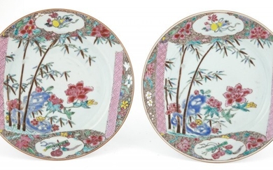 A Pair of Chinese Export Enameled Porcelain Plates