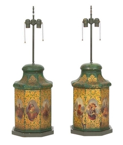 A Pair of Chinese Tole-Peinte Tea Cannisters Height 36