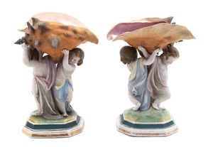 A Pair of French Bisque Porcelain Figural Groups