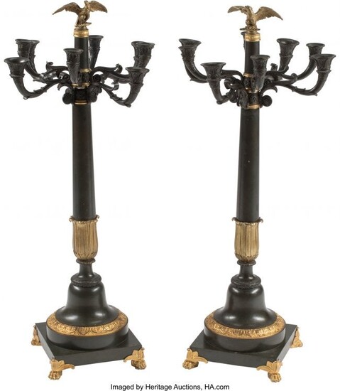 A Pair of French Empire-Style Patinated and Gilt