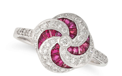 A RUBY AND DIAMOND DRESS RING in 18ct white gold, ...