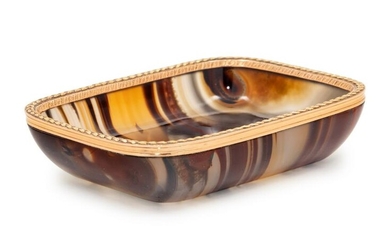 A Russian Gold Mounted Agate Vide Poche