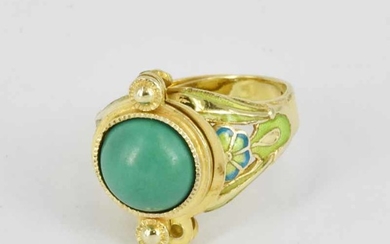 A SILVER AND ENAMEL MYSTERY RING