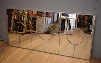 A SUBSTANTIAL ART DECO STYLE MIRROR (96H x 203W CM) (PLEASE NOTE THIS HEAVY ITEM MUST BE REMOVED BY CARRIERS AT THE CUSTOMER'S EXPEN..