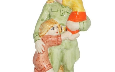 A Soviet Porcelain WWII Figurine Soldier/Kids