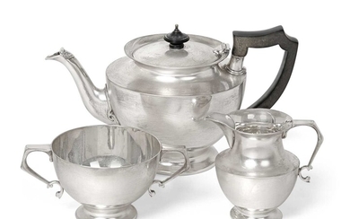 A Three-Piece George V Silver Tea-Service by Wakely and Wheeler, London, 1924 and 1925, Retailed by Alexander Scott, Glasgow