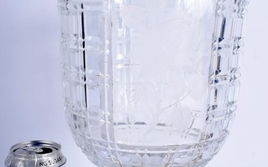 A VERY LARGE THOMAS WEBB CRYSTAL GLASS VASE. 31 cm