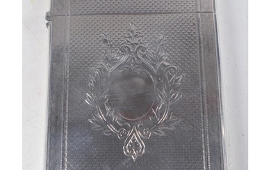 A Victorian Silver Card Case with Engine Turned Decoration b...