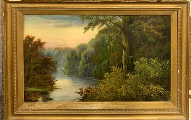 A Victorian gilt framed oil on board, frame size 91 x 63cm.