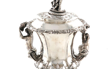 A Victorian silver trophy cup and cover