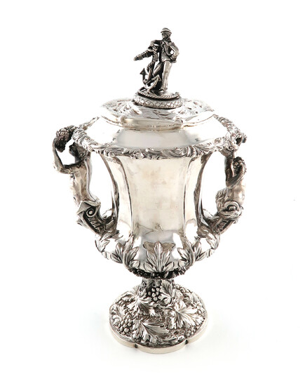 A Victorian silver trophy cup and cover