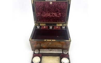 A William IV rosewood and gilt brass strung travelling vanit...