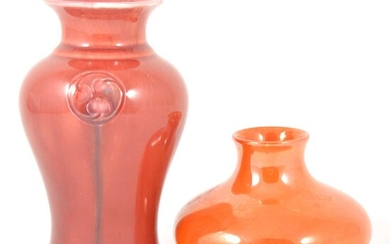 A William Moorcroft 'Flammian' ware vase for Liberty & Co, circa 1920, and an orange lustre vase