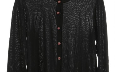 Dolce & Gabbana: A black silk cardigan with long sleeves, a rounded neck line and press buttons. Size 44 (IT)