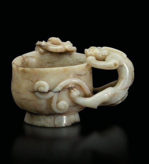 A carved jade cup, China, Ming Dynasty