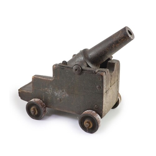 A cast iron starting cannon, probably 18th/19th century, on ...
