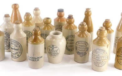 A collection of stoneware bottles, mainly for ginger beer...