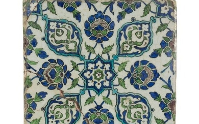 A damascus pottery tile ottoman. Syria. Circa