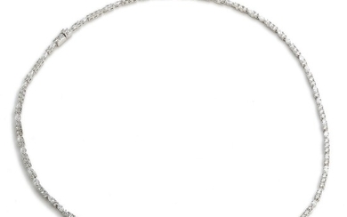 NOT SOLD. A diamond necklace set with numerous marquise, pear and brilliant-cut diamonds weighing a...