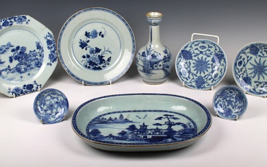 A group of Chinese 18th & 19th century blue and white porcelain