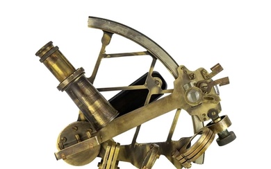 A lacquered brass sextant. Stamped Henry Hughes Son, London,...