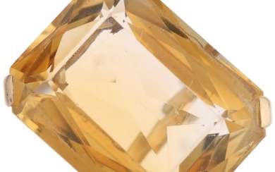 A large 1960s 9ct gold citrine dress ring, maker WN, citrine...