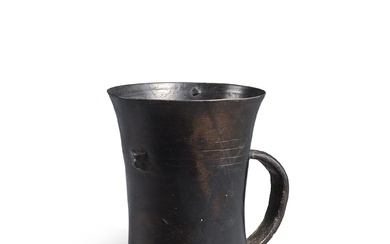 A large black 'eggshell' pottery cup, Longshan culture, c. 2500-2000 BC 龍山文化 蛋殼黑陶盃