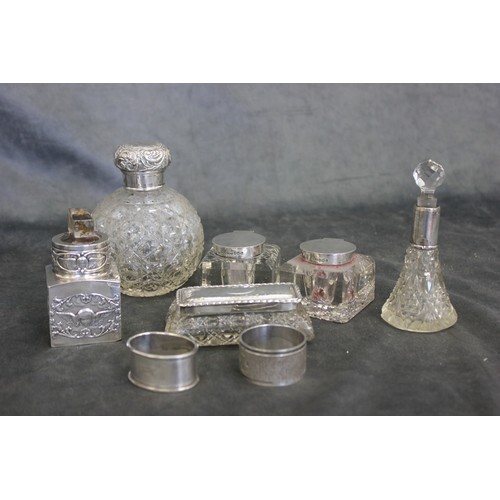 A late Victorian silver powder bottle, with part glass top, ...