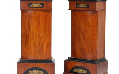 A pair of 19th century Empire style mahogany pedestals with gilt bronze...
