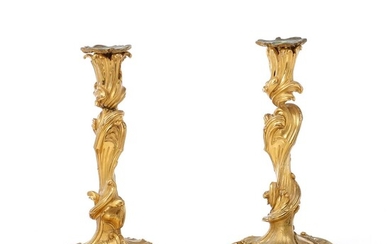 SOLD. A pair of French 19th century Rococo Revival gilt bronze candlesticks. H. 30 cm. (2) – Bruun Rasmussen Auctioneers of Fine Art