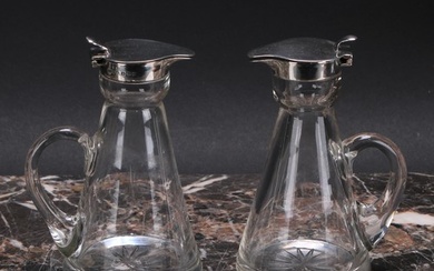A pair of George V silver mounted conical whisky noggins, hi...