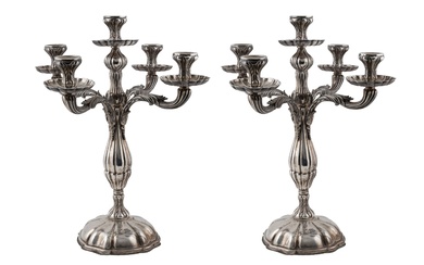 A pair of Spanish silver candelabra 20th C