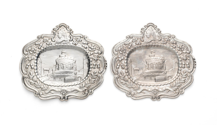 A pair of Victorian silver plaques