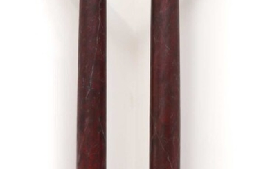 A pair of imitation rouge marble painted pine Tuscan columns