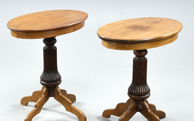 A pair of oak colonnade tables, early 20th century.