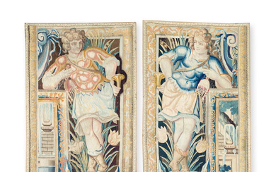 A pair of tapestry border panels From a tapestry woven...