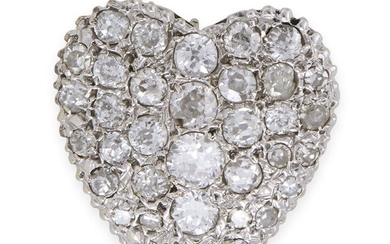 A platinum and diamond enhancer/brooch designed as a heart...