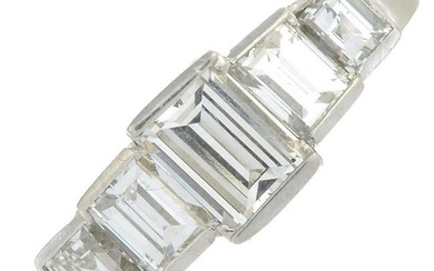 A rectangular-shape diamond graduated five-stone