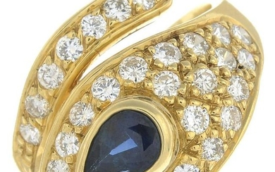 A sapphire and diamond snake ring.Estimated total