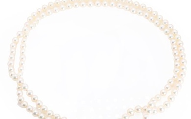 A single row uniform cultured pearl necklace, with a Mikimoto certificate