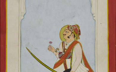 A standing portrait of a Maharaja, Jodhpur, Rajasthan, circa 1840,...