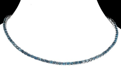 SOLD. A topaz necklace set with numerous oval-cut topazes, mounted in rhodium plated sterling silver. L. 45 cm. – Bruun Rasmussen Auctioneers of Fine Art