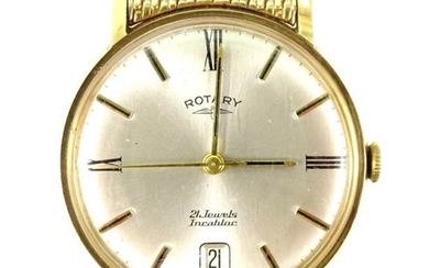 A vintage Rotary gents wristwatch in 9ct case, expanding...