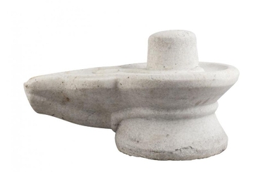 A white marble lingam and yoni, India,...