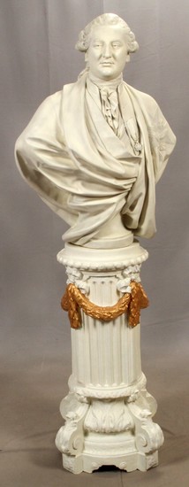 AFTER HOUDON LOUIS XVI BUST AND PEDESTAL 39 29