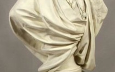 AFTER HOUDON, LOUIS XVI, PLASTER BUST ON MOLDED RESIN P
