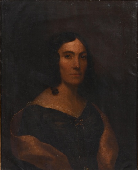 AMERICAN SCHOOL, 19TH CENTURY, PORTRAIT OF A LADY, Oil on canvas, 27 1/2 x 22 1/4 in. (69.9 x 56.5 cm.), Frame: 32 3/4 x 27 1/2 in. (83.2 x 69.9 cm.)