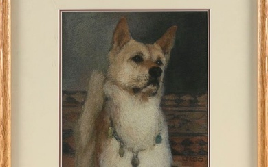AMERICAN SCHOOL , Portrait of a dog., Pastel on paper, 10.5" x 8.25". Framed 18" x 15".